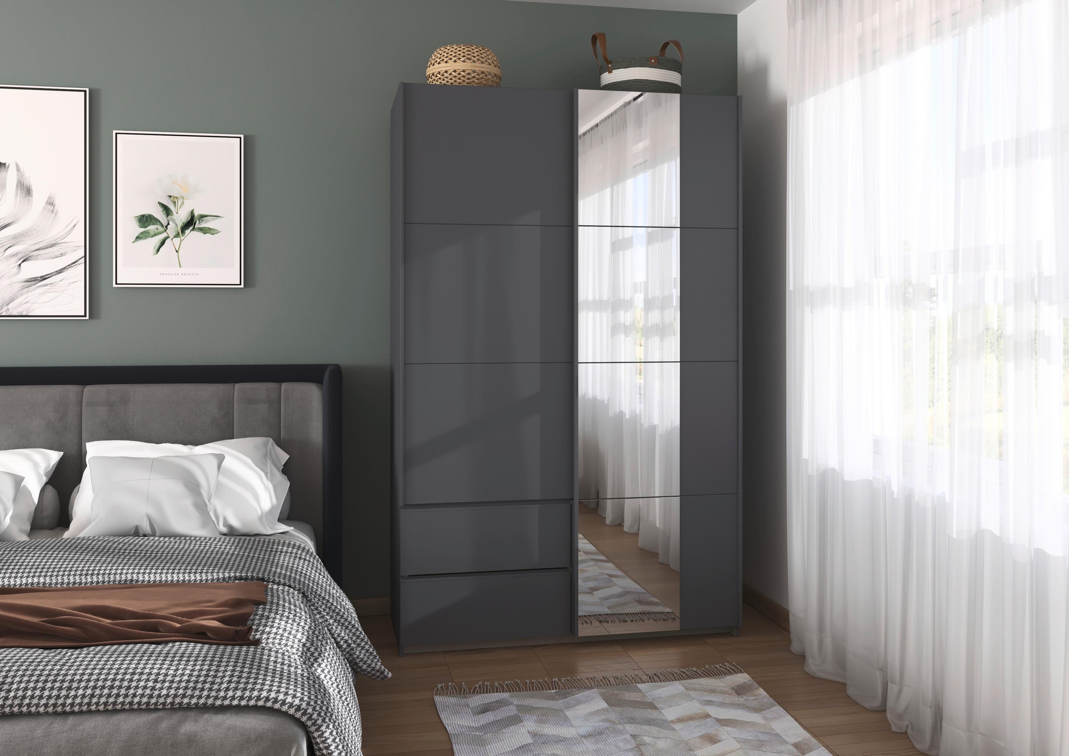 Schwebetürenschrank Stoke Grau B: 131 cm - Grau, MODERN, Holzwerkstoff (131/210/59cm) - Rauch Möbel