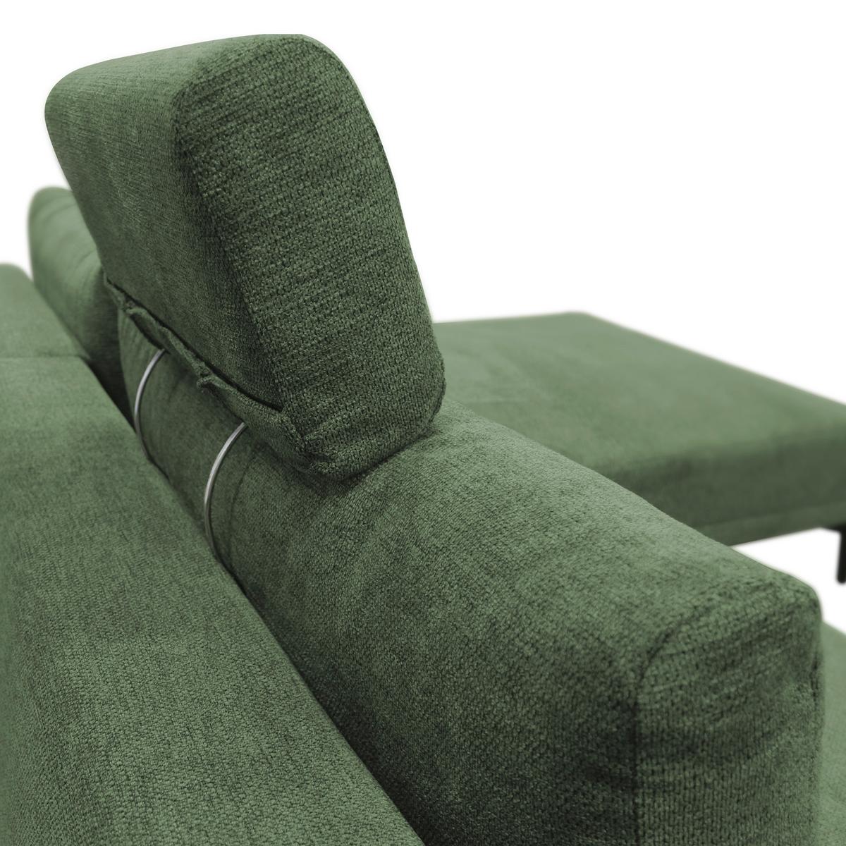 Ecksofa Mit Bettkasten Lagacy 260x192 Cm Webstoff Grün - Schwarz/Grün, Design, Textil (260/192cm) - MID.YOU