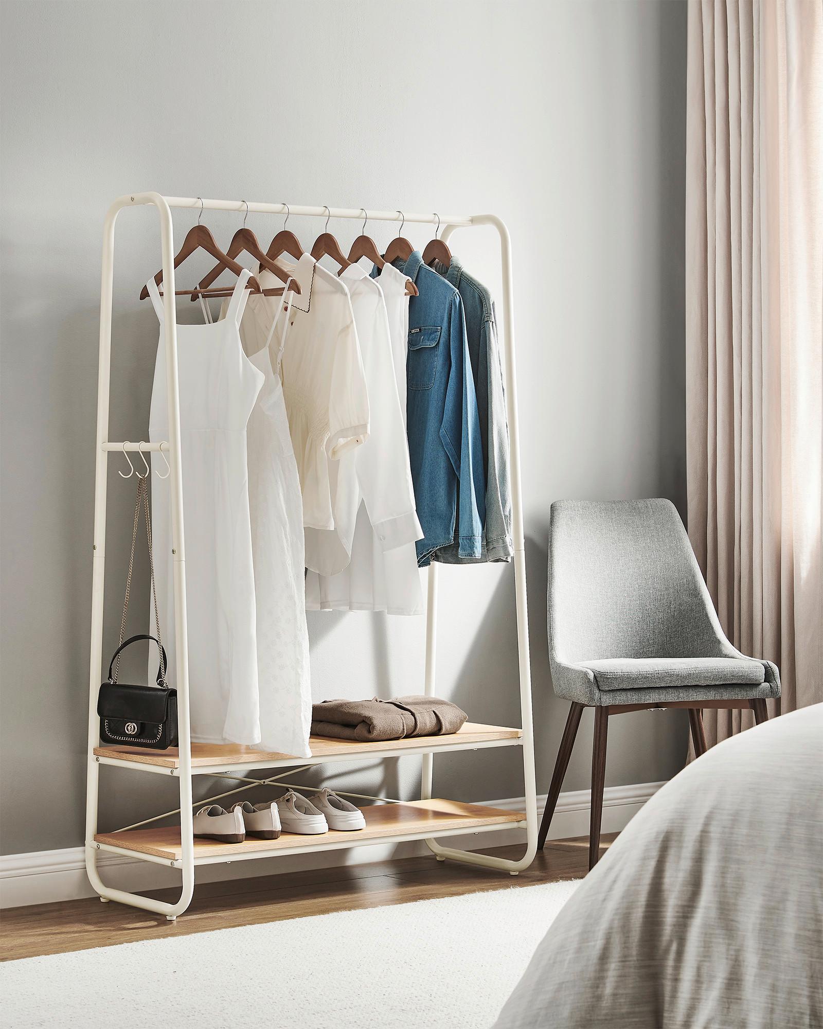 Garderobenständer Weiß, Hellbraun B: 100 cm - Hellbraun/Weiß, Trend, Holzwerkstoff/Metall (100/160/45cm) - MID.YOU