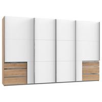Schwebetürenschrank mit Laden 350cm Level 36a, Weiß/Eiche - Eichefarben/Weiß, Basics, Holzwerkstoff (350,00/216,00/65,00cm) - MID.YOU