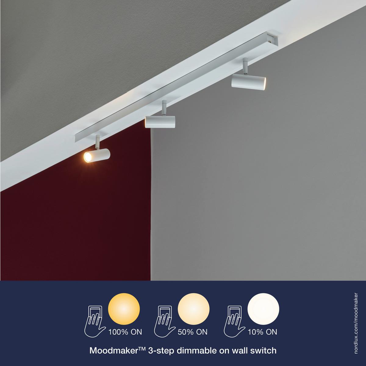 Deckenstrahler Omari Weiß L: 78 cm - Weiß, Design, Metall (78/3,5/12cm) - Nordlux