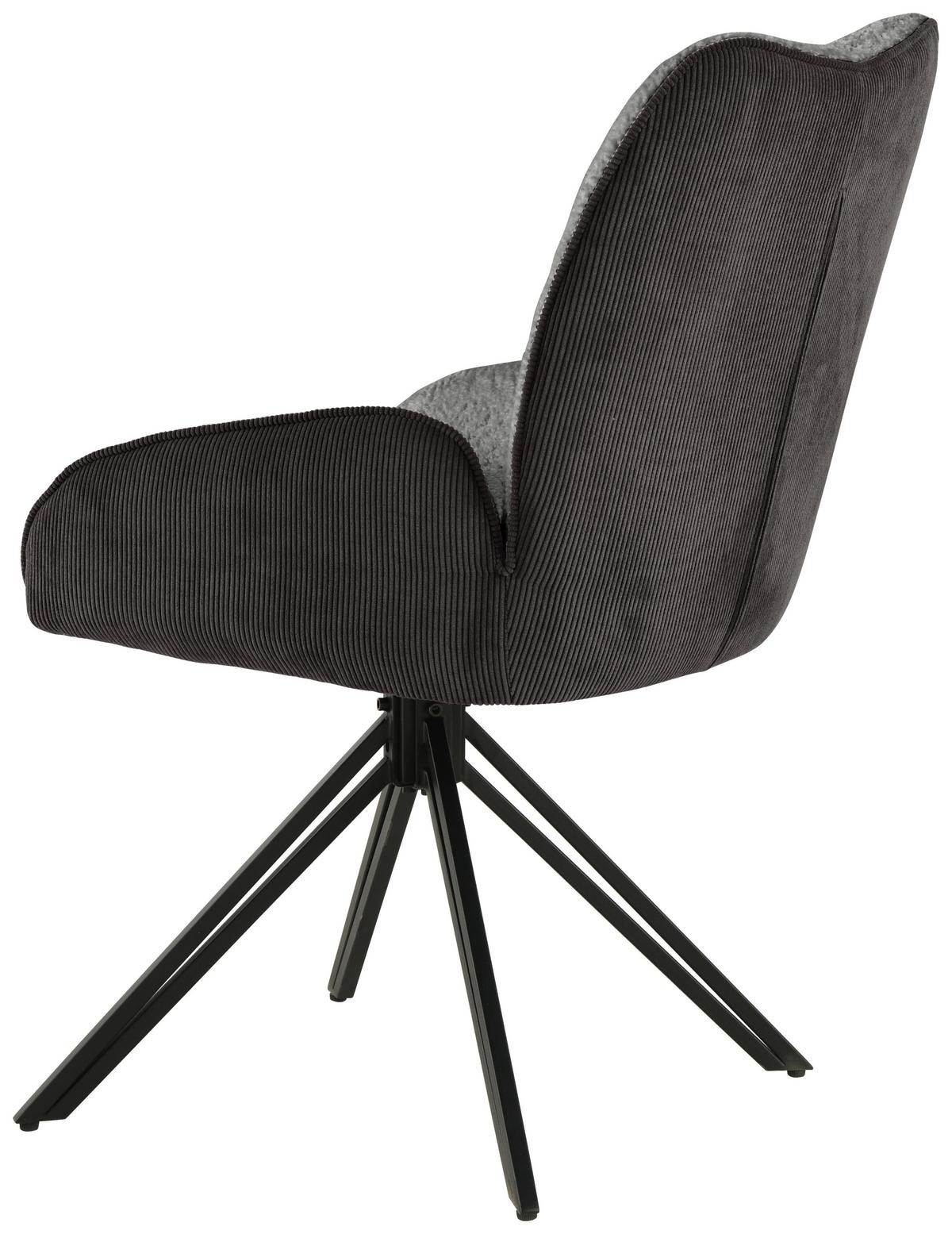 Armlehnstuhl Alessio - Schwarz/Grau, LIFESTYLE, Holz/Textil (54/87/62cm) - MID.YOU