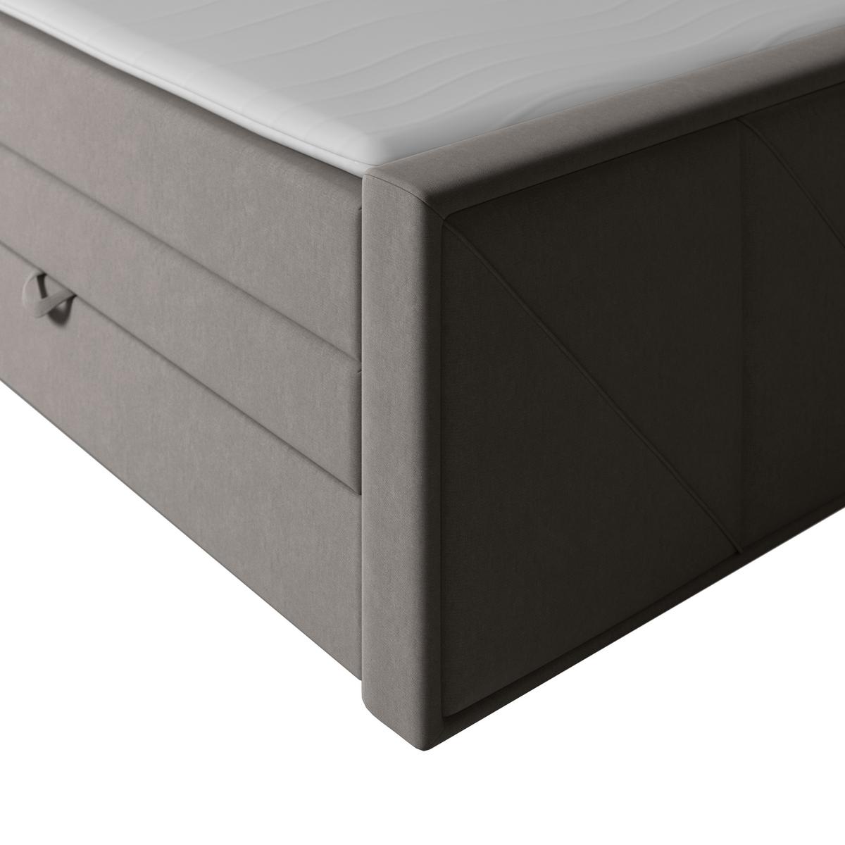 Boxspringbett Mit Bettkasten Oslo 180x200 Cm Hellgrau - Hellgrau/Schwarz, MODERN, Holzwerkstoff/Kunststoff (180/200cm) - MID.YOU