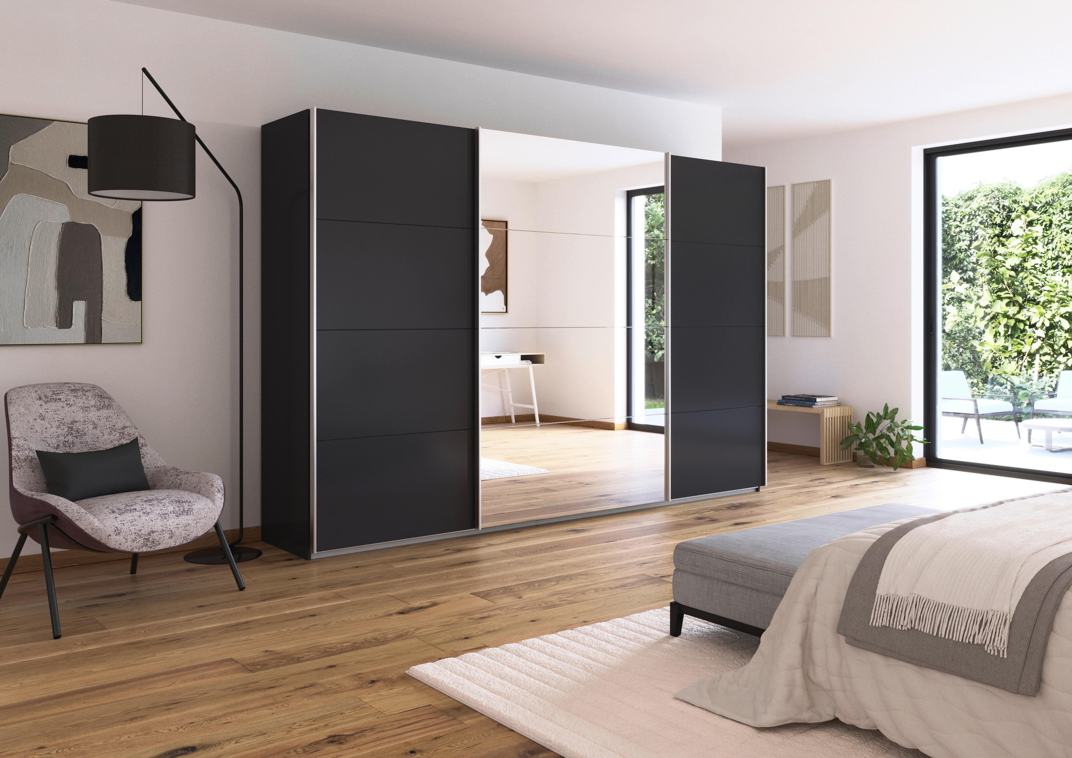 Schwebetürenschrank Feldkirch 315 Normalhöhe - Anthrazit/Silberfarben, MODERN, Holzwerkstoff (315/210/62cm)