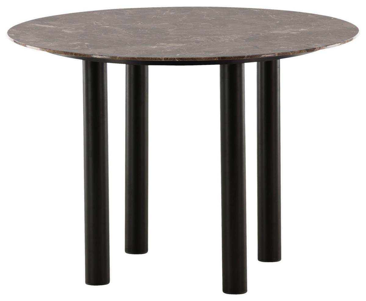 Esstisch Havsten - Dunkelbraun/Schwarz, Design, Holzwerkstoff/Metall (106/106/75cm) - Livetastic