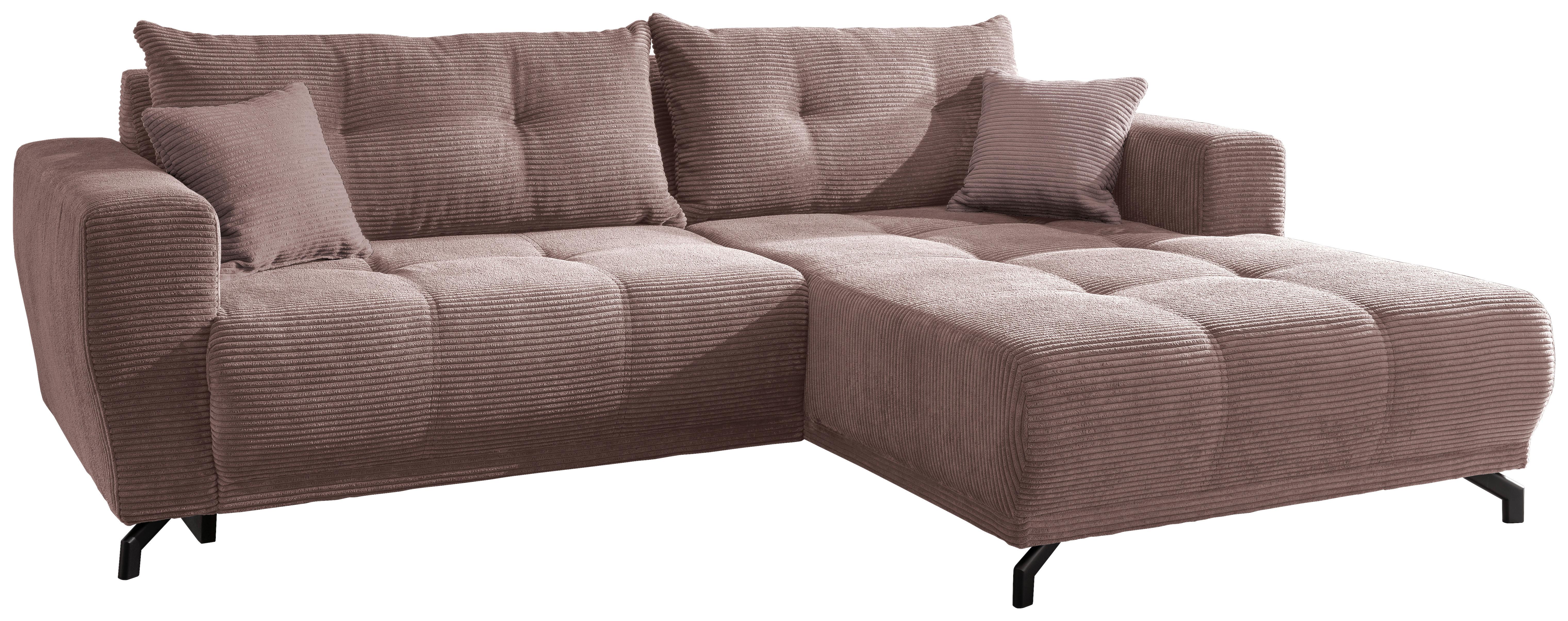 Ecksofa Restato Rosa S: 246/177 cm - Schwarz/Rosa, MODERN, Textil (246/177cm) - MID.YOU