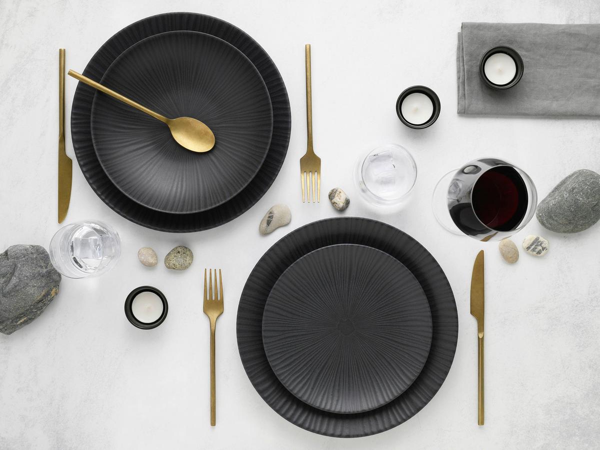Tafelservice Keramik 4 Personen Geschirr Set Schwarz - Schwarz, Basics, Keramik - Creatable