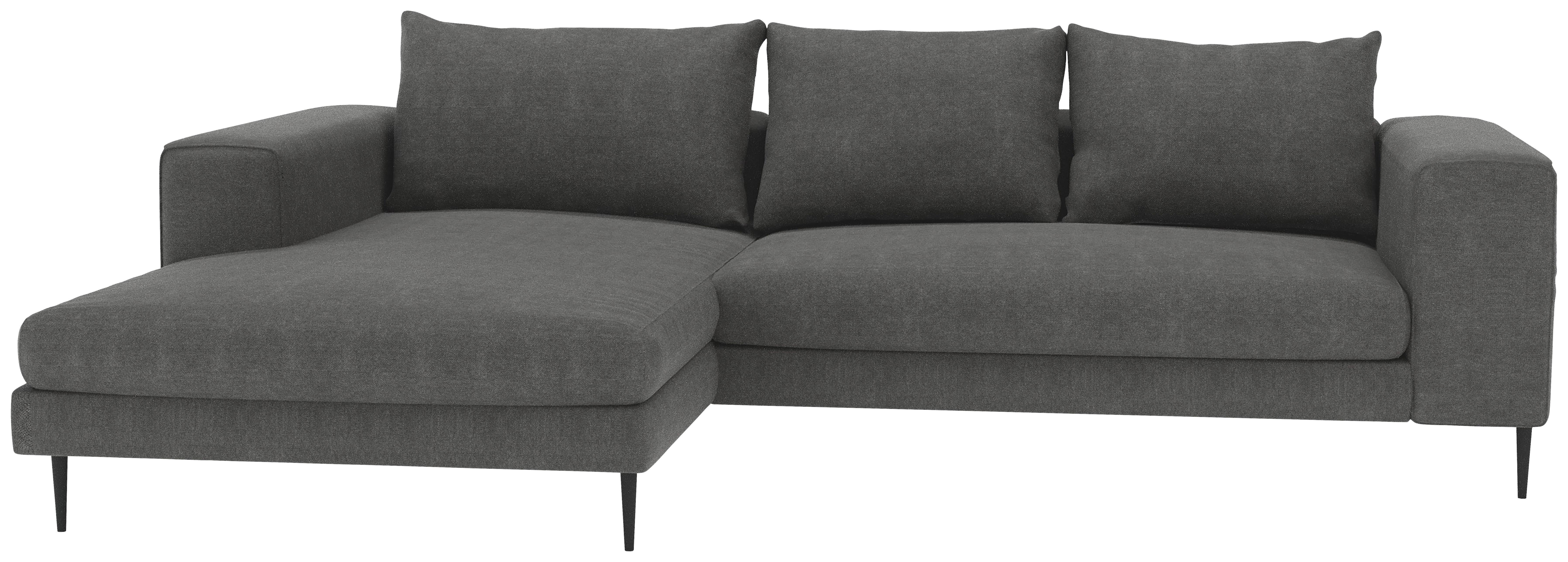 Ecksofa Aurora II - Dunkelgrau/Schwarz, MODERN, Textil (170/325cm) - Trendmanufaktur
