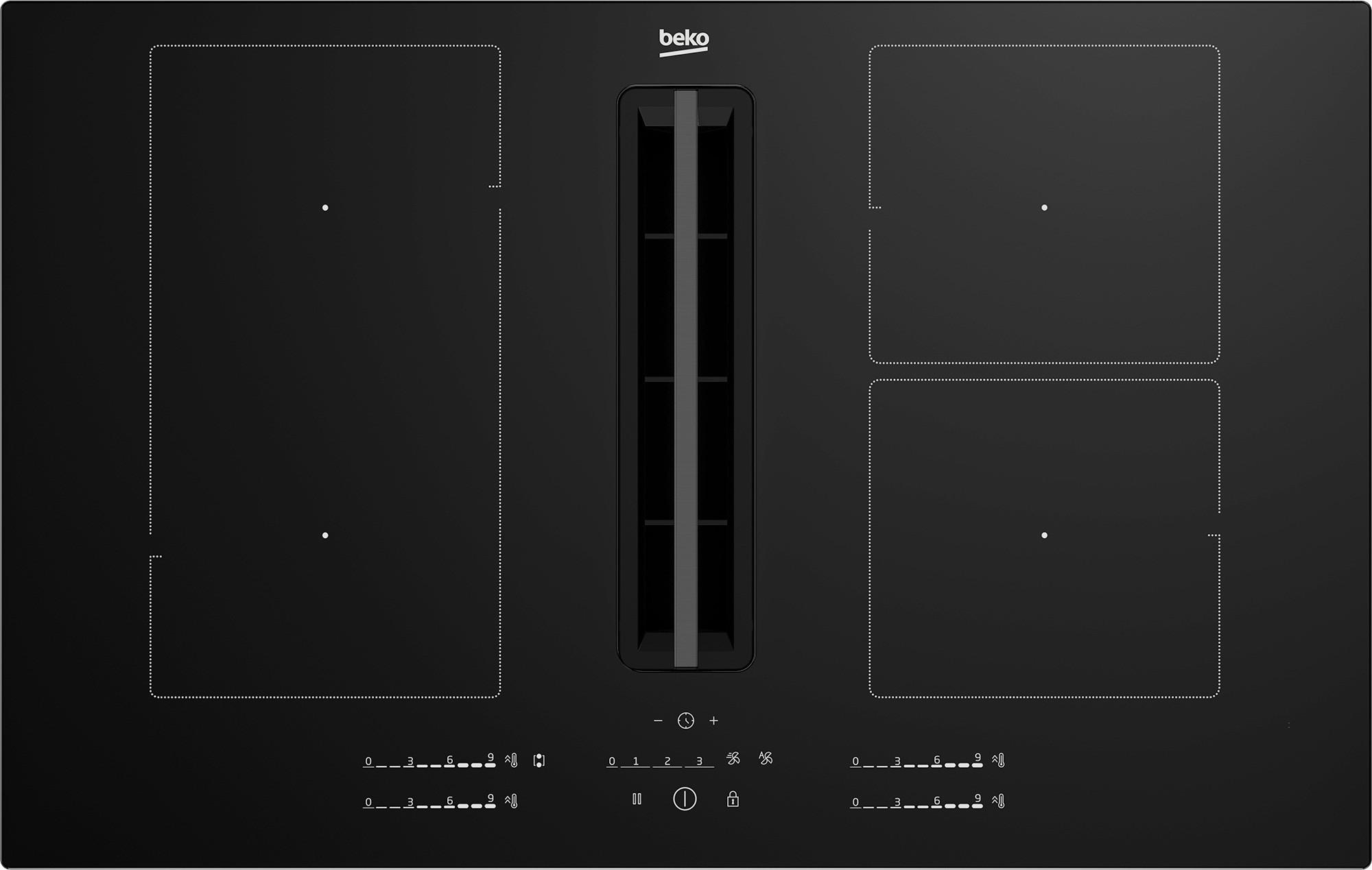 Kochfeld-dunstabzug-kombi Hixi84700uf             -Beko- - Schwarz, MODERN, Glas (82/22,7/52cm) - Beko