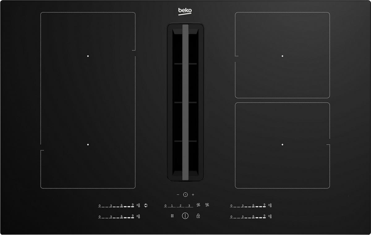 Kochfeld-dunstabzug-kombi Hixi84700uf             -Beko- - Schwarz, MODERN, Glas (82/22,7/52cm) - Beko
