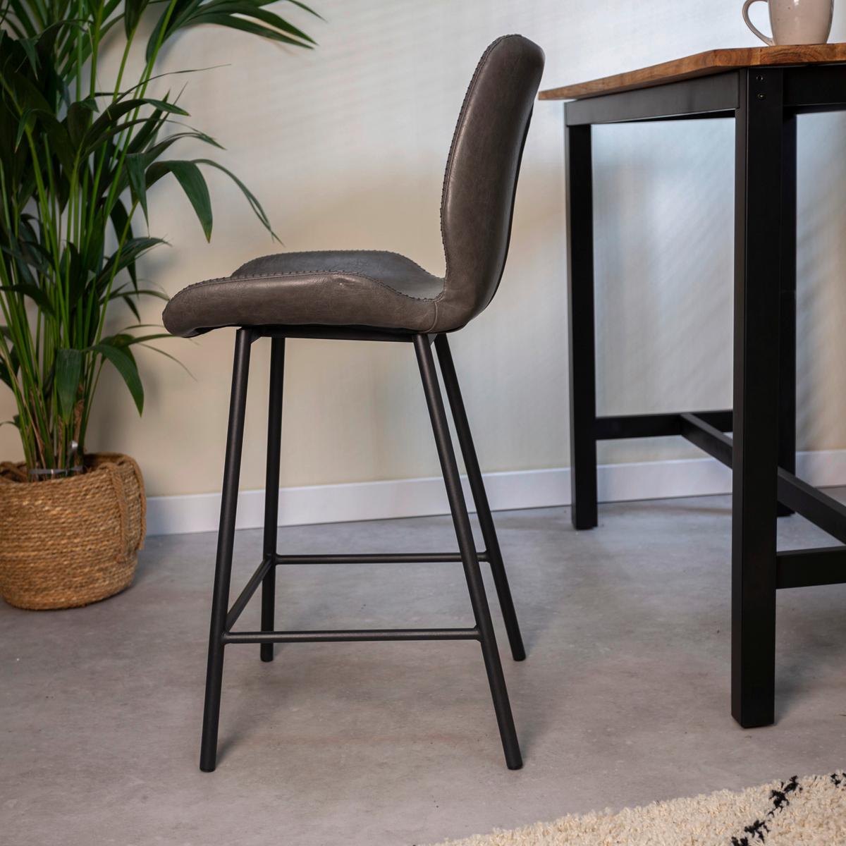 Barhocker-Set Barron - Anthrazit/Schwarz, KONVENTIONELL, Kunststoff/Textil (47/99/40cm) - MID.YOU