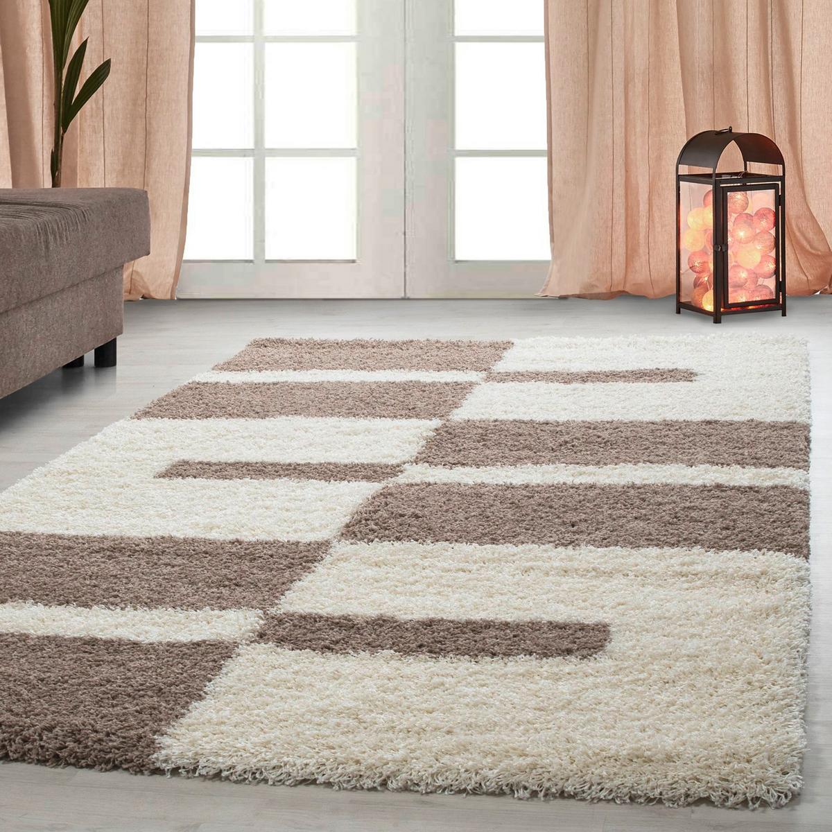 Hochflor Teppich Beige Gala 100x200 Cm - Beige, Design, Textil (100/200cm)