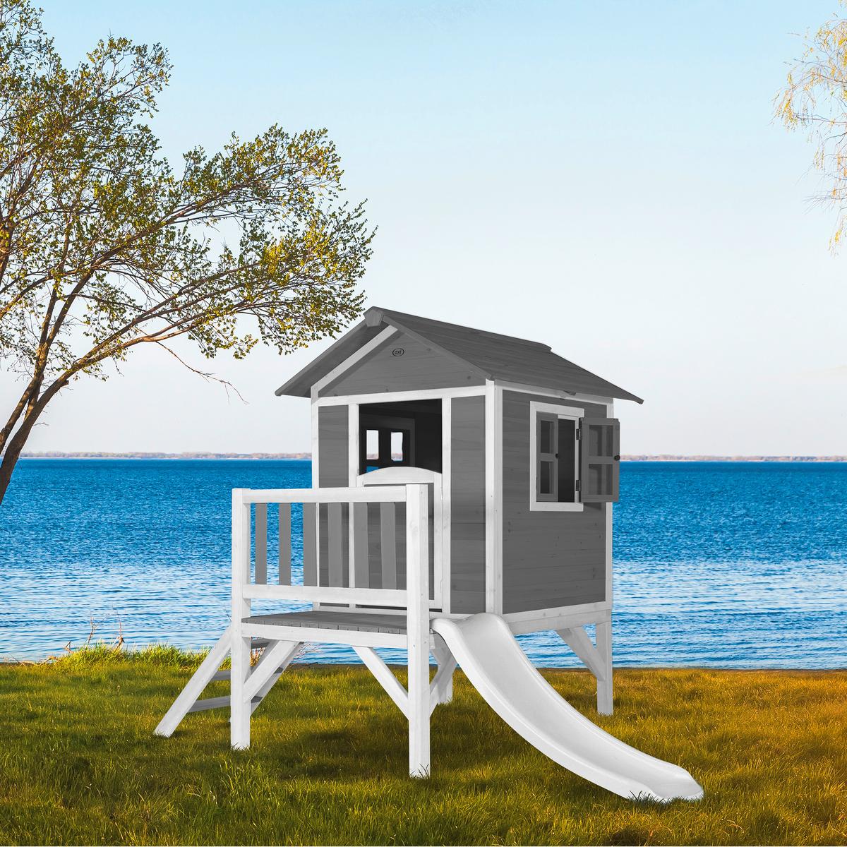 Spielhaus Grau, Weiß L: 167 B: 240 H: 189 - Weiß/Grau, LIFESTYLE, Holz/Kunststoff (167/240/189cm)