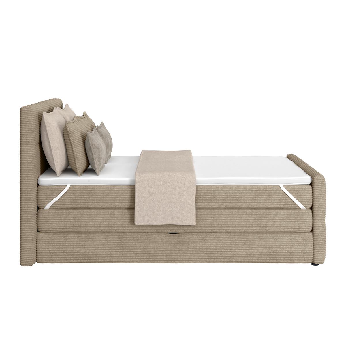 Boxspringbett mit Topper und Bettkasten 140x200 Medino - Schlammfarben, KONVENTIONELL, Holz/Holzwerkstoff (140/200cm)