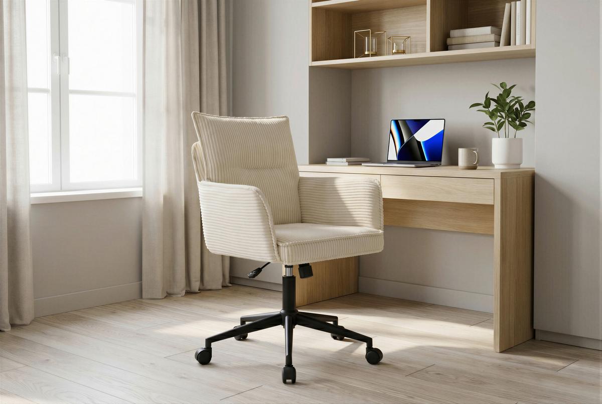 Drehstuhl Valencia Beige B: 58,5 cm - Beige/Schwarz, MODERN, Textil/Metall (58,5/88/95/63cm) - Livetastic