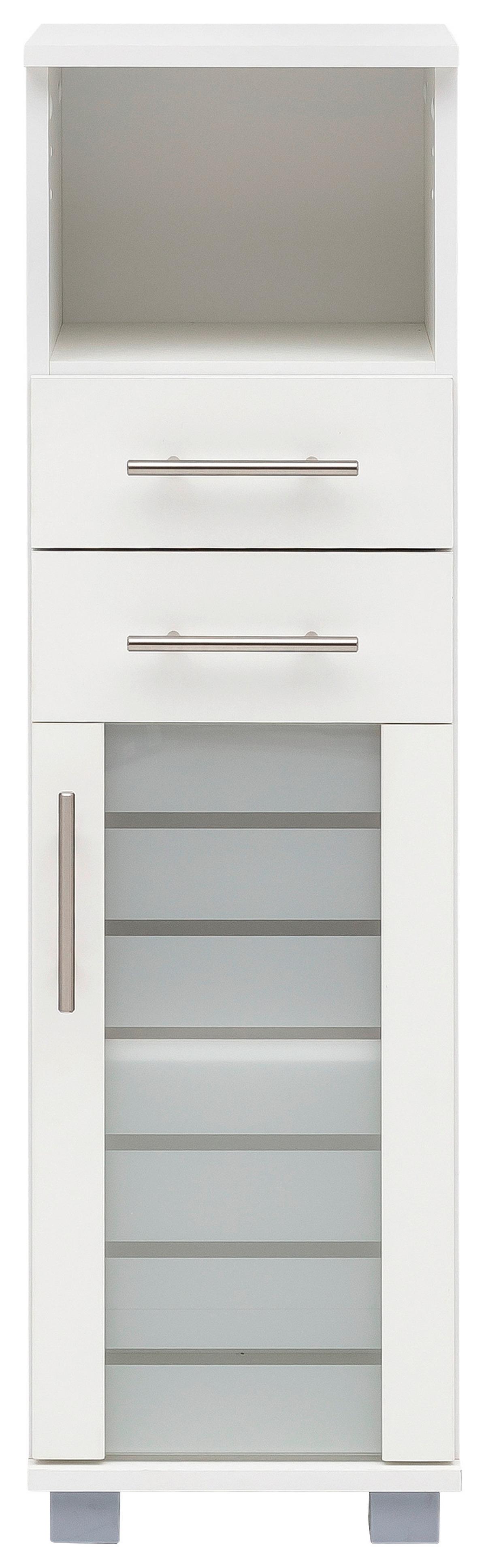 Midischrank Niko Weiß B: 30,3cm - Silberfarben/Weiß, MODERN, Glas/Holzwerkstoff (30,3/110,5/32,6cm) - MID.YOU