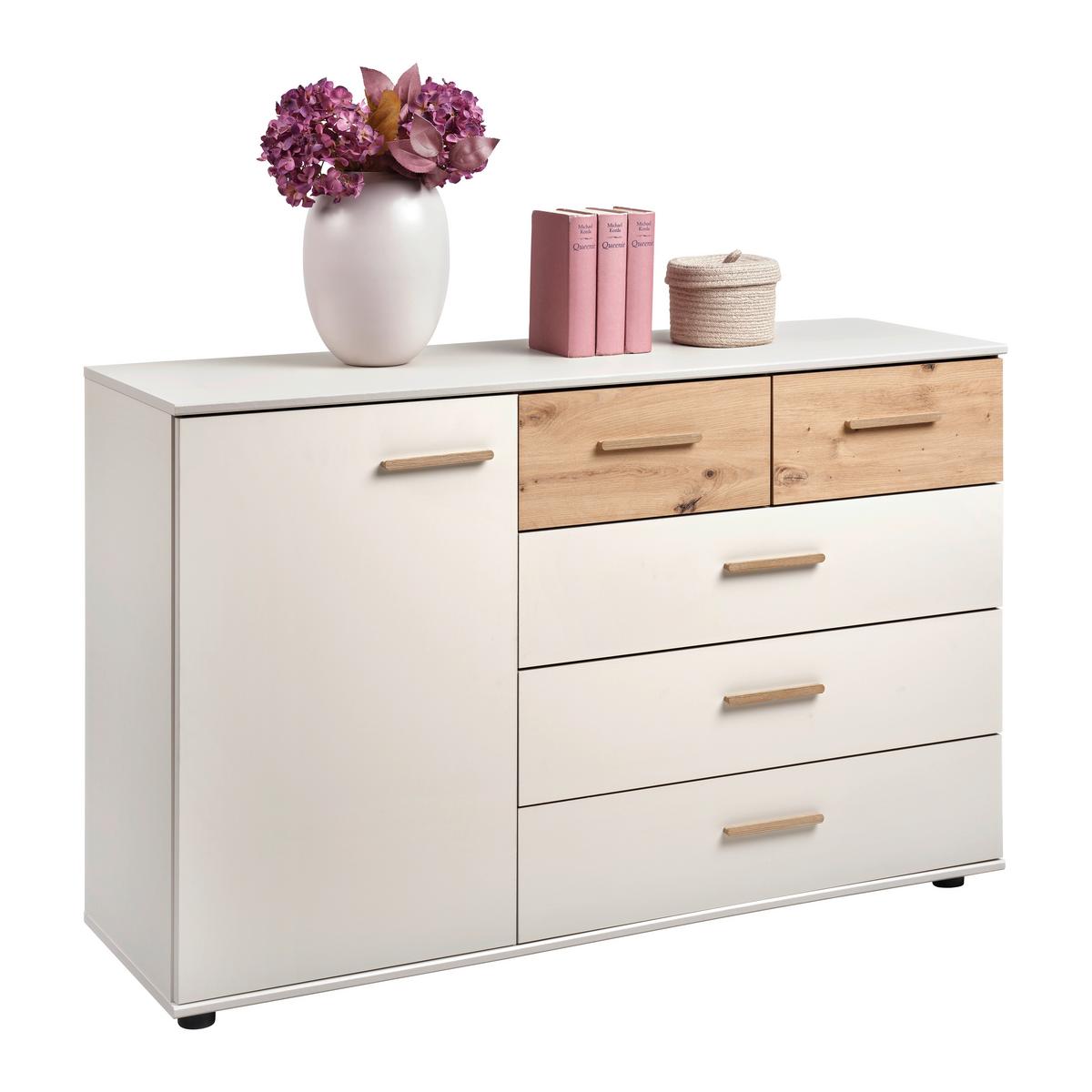 Komoda LUMIO - čierna/kašmírová, Konventionell, kompozitné drevo/plast (130/83/41cm) - Mömax