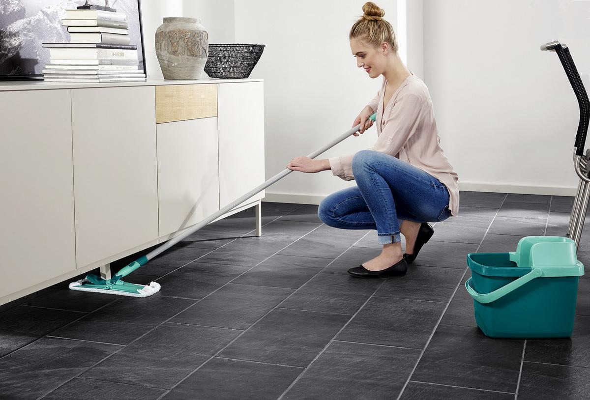 Bodenreinigungsset Combi m mit 12 L-Eimer - Türkis/Grau, Basics, Kunststoff/Metall - Leifheit