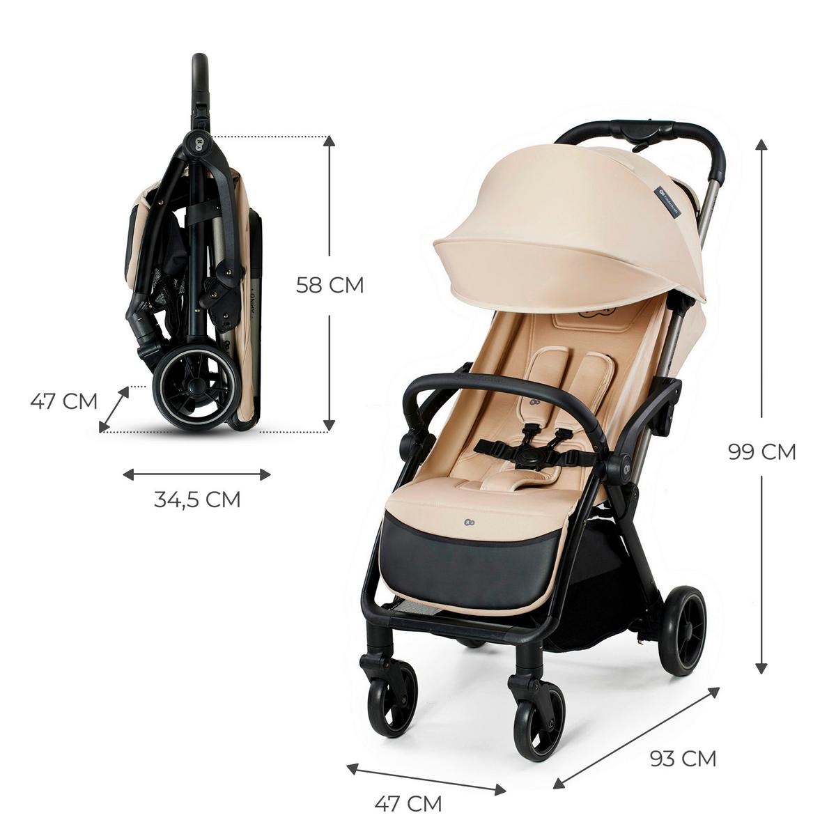 Buggy Apino Beige, B/H/T: 47x99x93cm - Beige/Schwarz, Basics (47/99/93cm) - Kinderkraft
