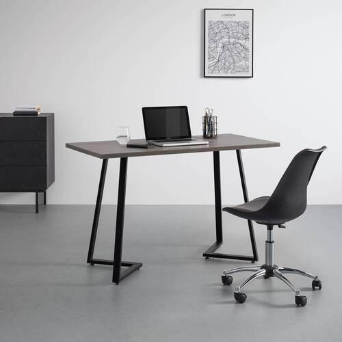 Písací stôl CAROLINA 120x60  cm - čierna/farba vlašského orecha, Modern, kov (120/60/75cm) - Bessagi Home
