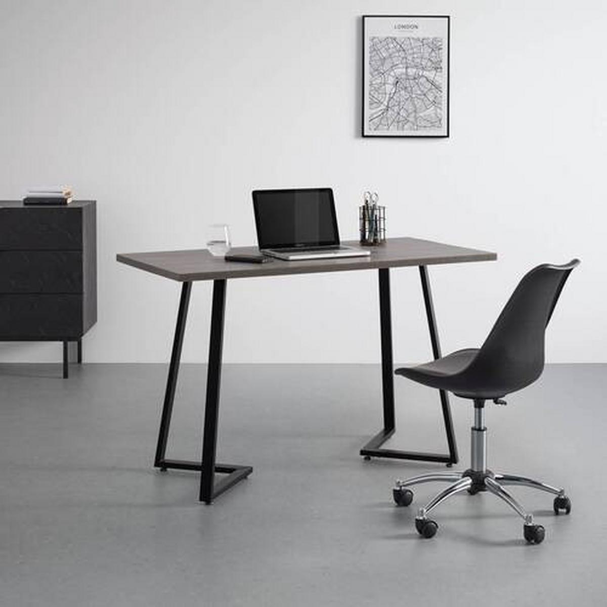 Písací stôl CAROLINA 120x60  cm - čierna/farba vlašského orecha, Modern, kov (120/60/75cm) - Bessagi Home