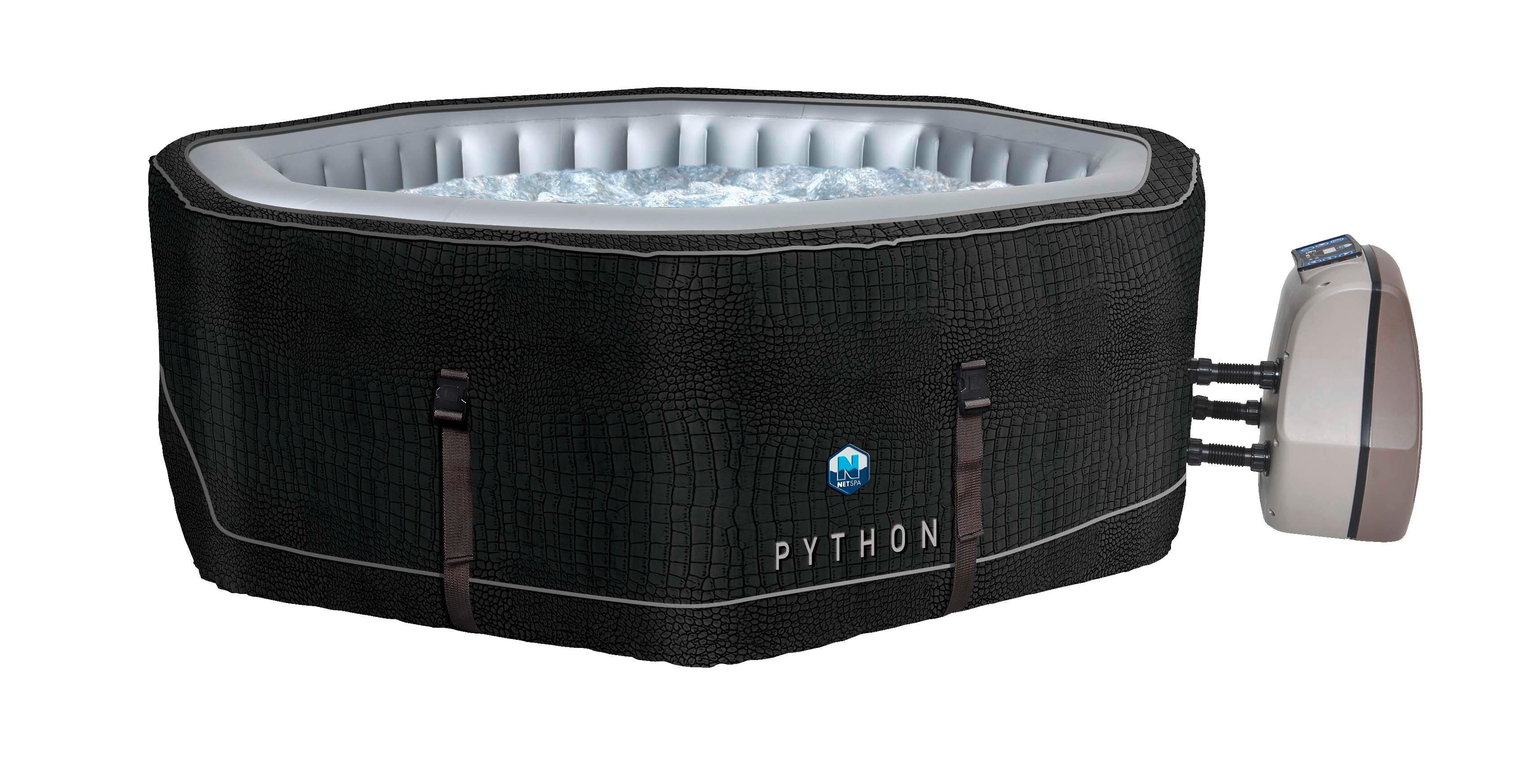 Whirlpool Aufblasbar Netspa Python 185x185x70 cm - Schwarz/Grau, Basics, Kunststoff/Metall (185/185/70cm)