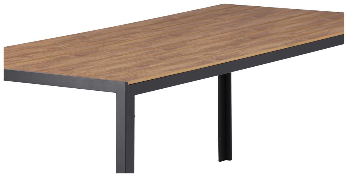 Gartentisch Break - Schwarz/Naturfarben, KONVENTIONELL, Holz/Metall (205/90/74cm) - Gardenson