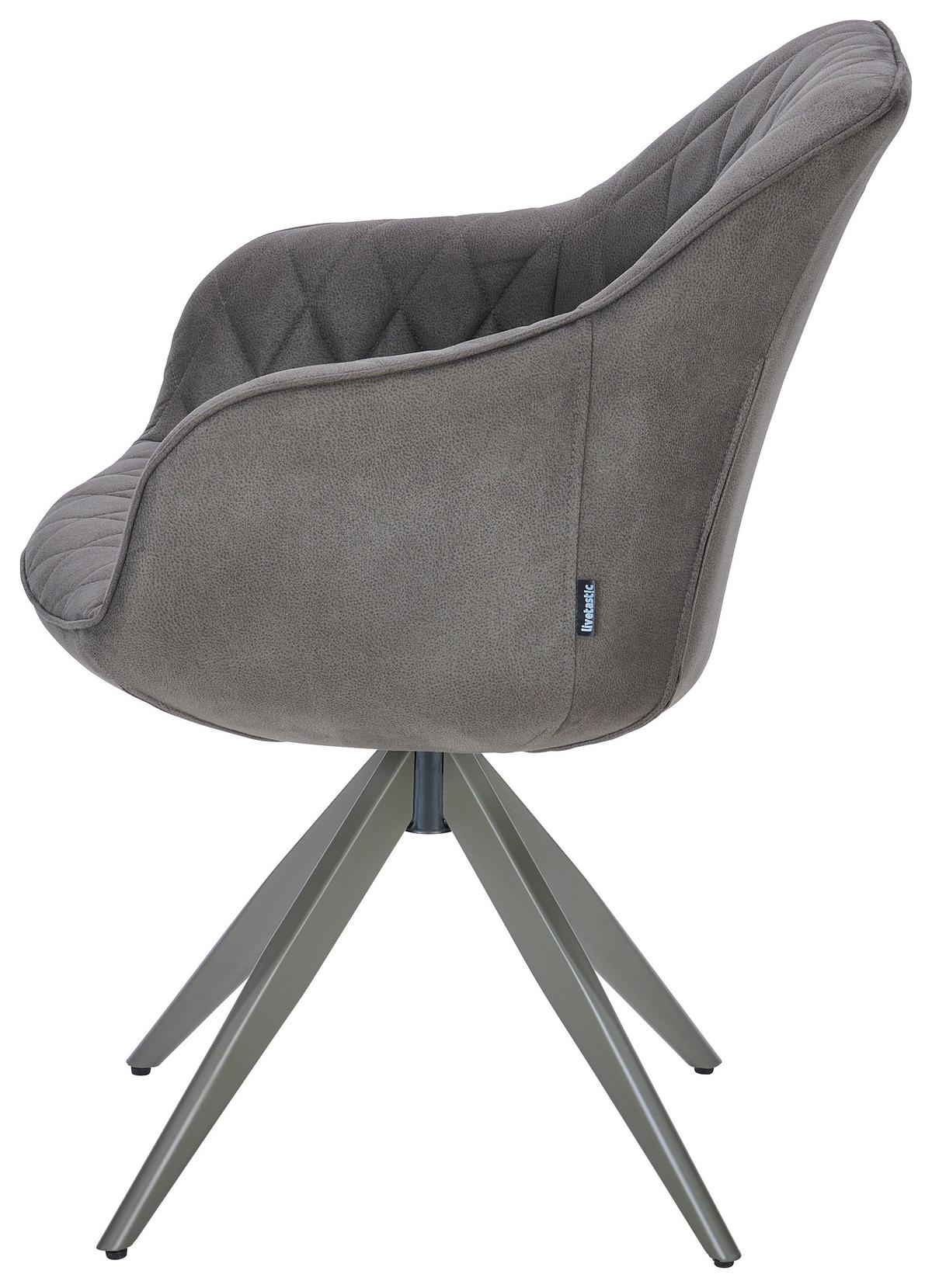 Armlehnstuhl Adriano Dunkelgrau drehbare Sitzfläche - Dunkelgrau, MODERN, Textil/Metall (59/84/59cm) - Livetastic