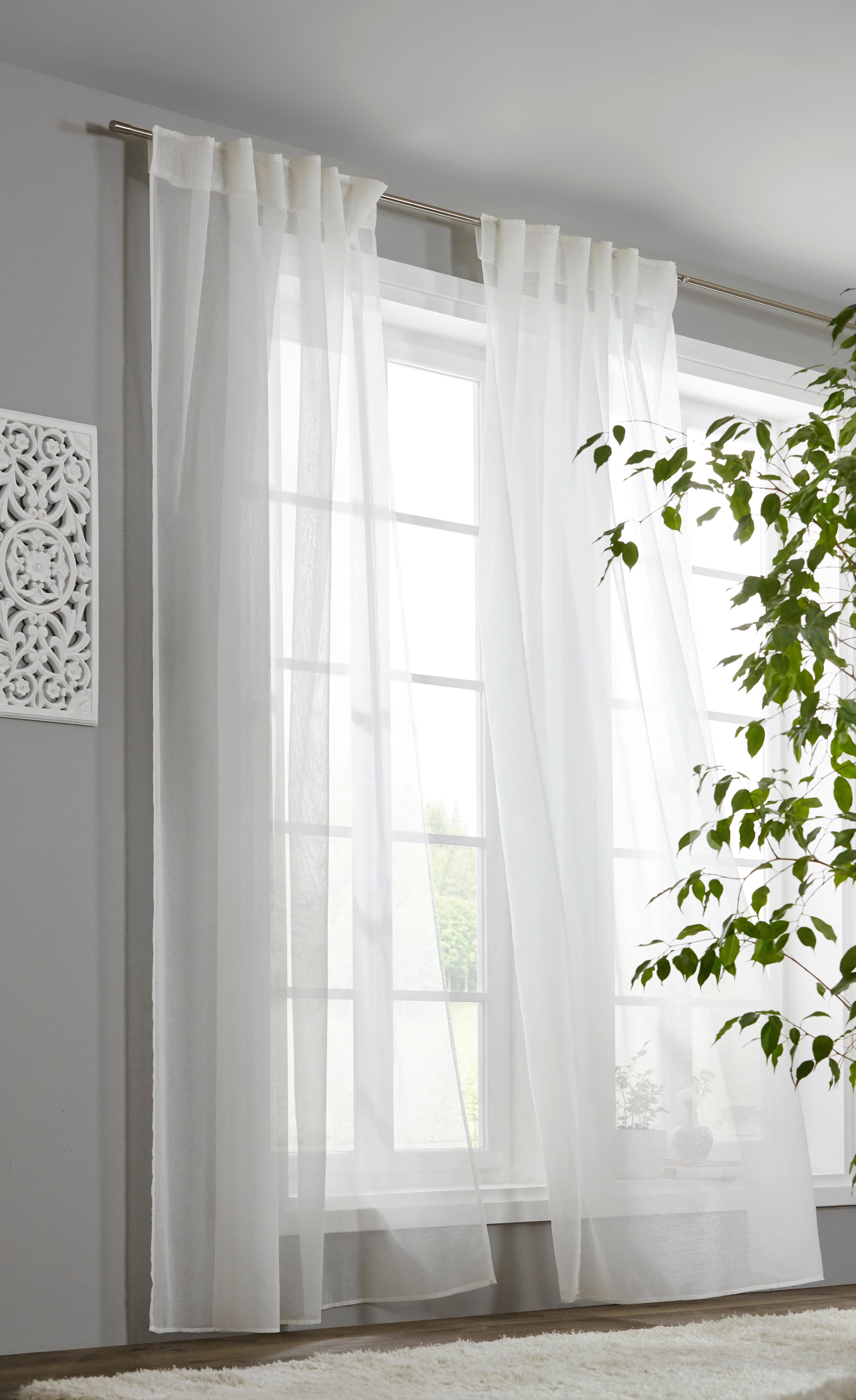 HOTOVÝ ZÁVĚS LEO TRANSPARENT 2 KS -AKT- - bílá, Konvenční, textil (140/255cm) - Premium Living