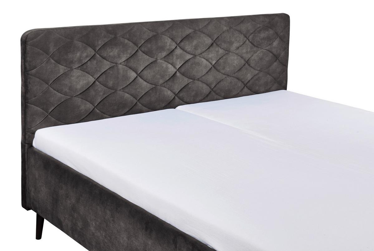 Polsterbett Mario A 180x200 Dunkelbraun - Dunkelgrau, Basics, Holzwerkstoff/Textil (180/200cm) - MID.YOU