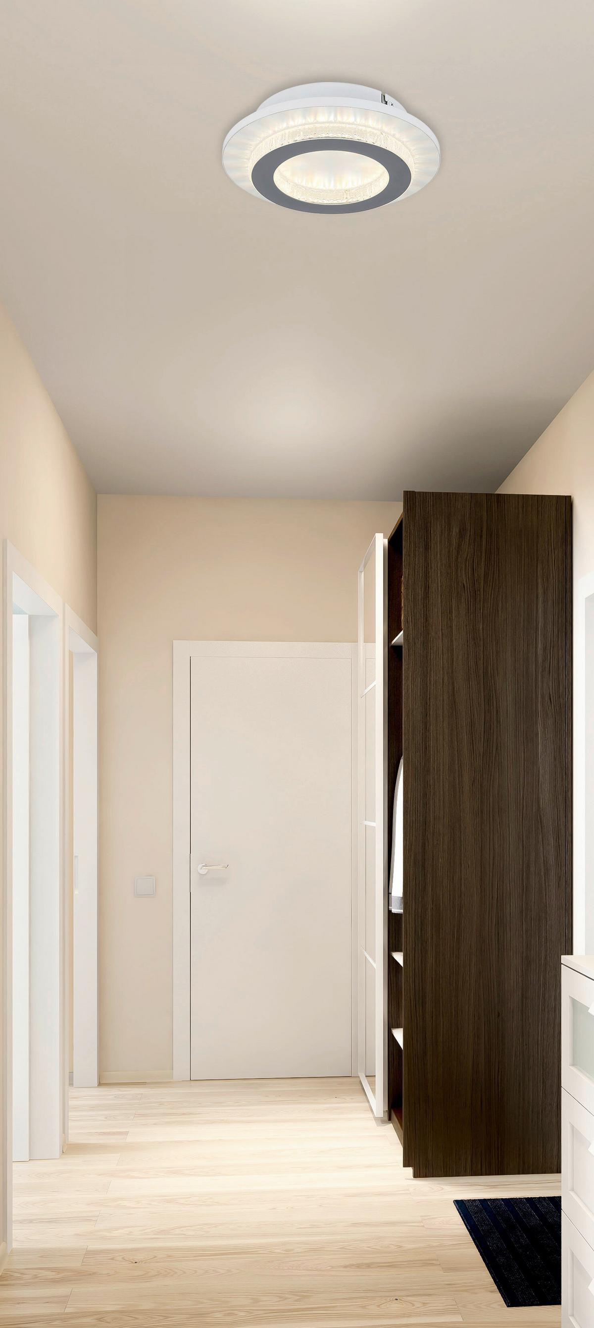 STROPNÉ LED SVIETIDLO JAYDEN - číra/biela, Design, kov/plast (20/5,5cm) - Globo