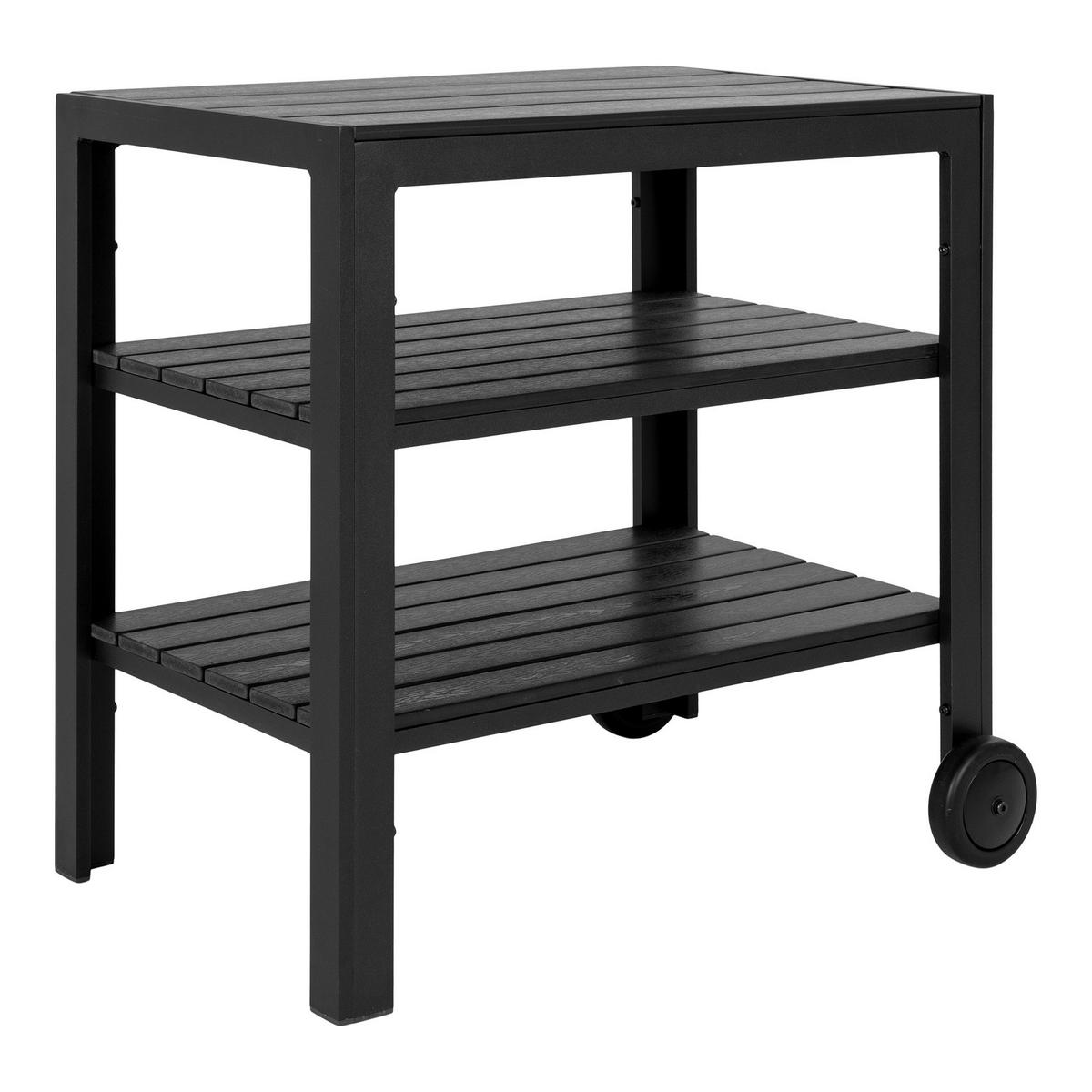 Servierwagen Taormina Schwarz B: 45 cm - Schwarz, MODERN, Kunststoff/Metall (45/75/75cm) - MID.YOU