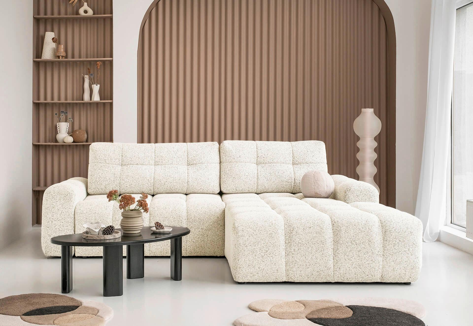 Ecksofa Lulu Beige S: 268x184cm - Beige/Schwarz, Design, Textil (268/184cm) - MID.YOU