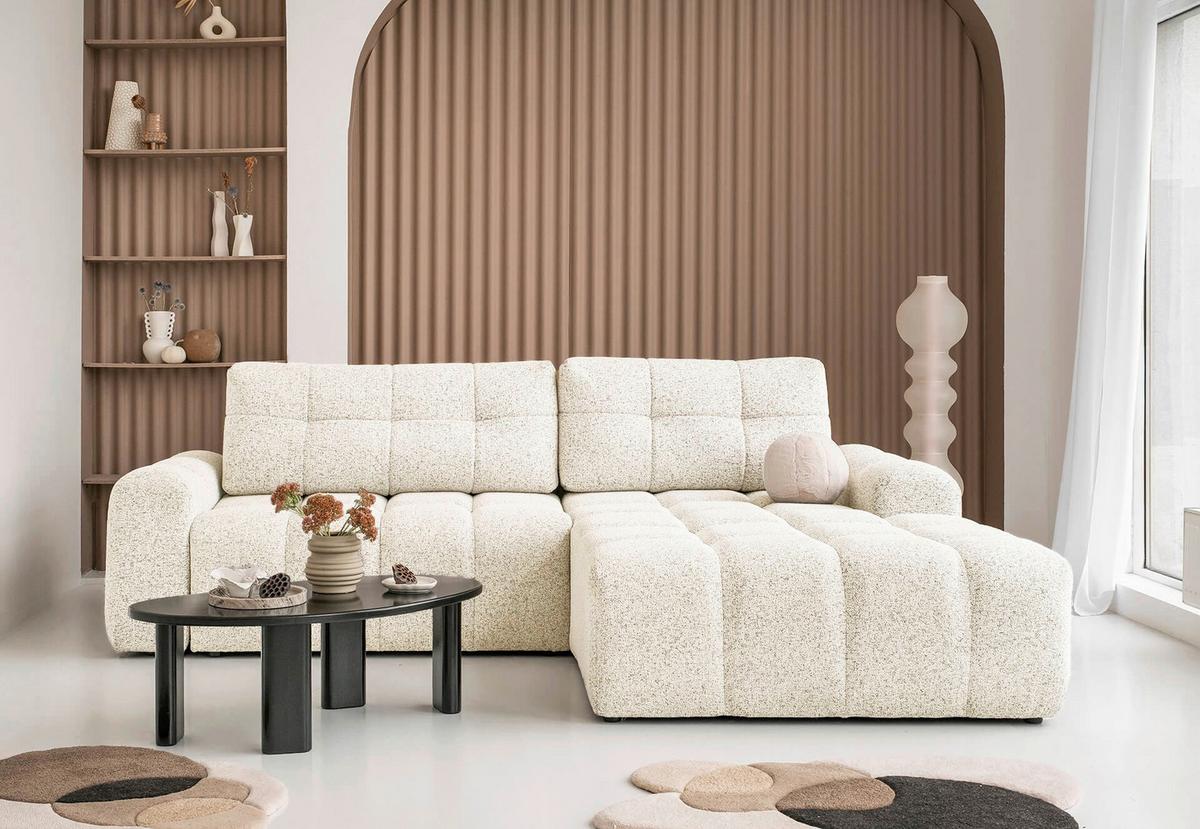 Ecksofa Lulu Beige S: 268x184cm - Beige/Schwarz, Design, Textil (268/184cm) - MID.YOU