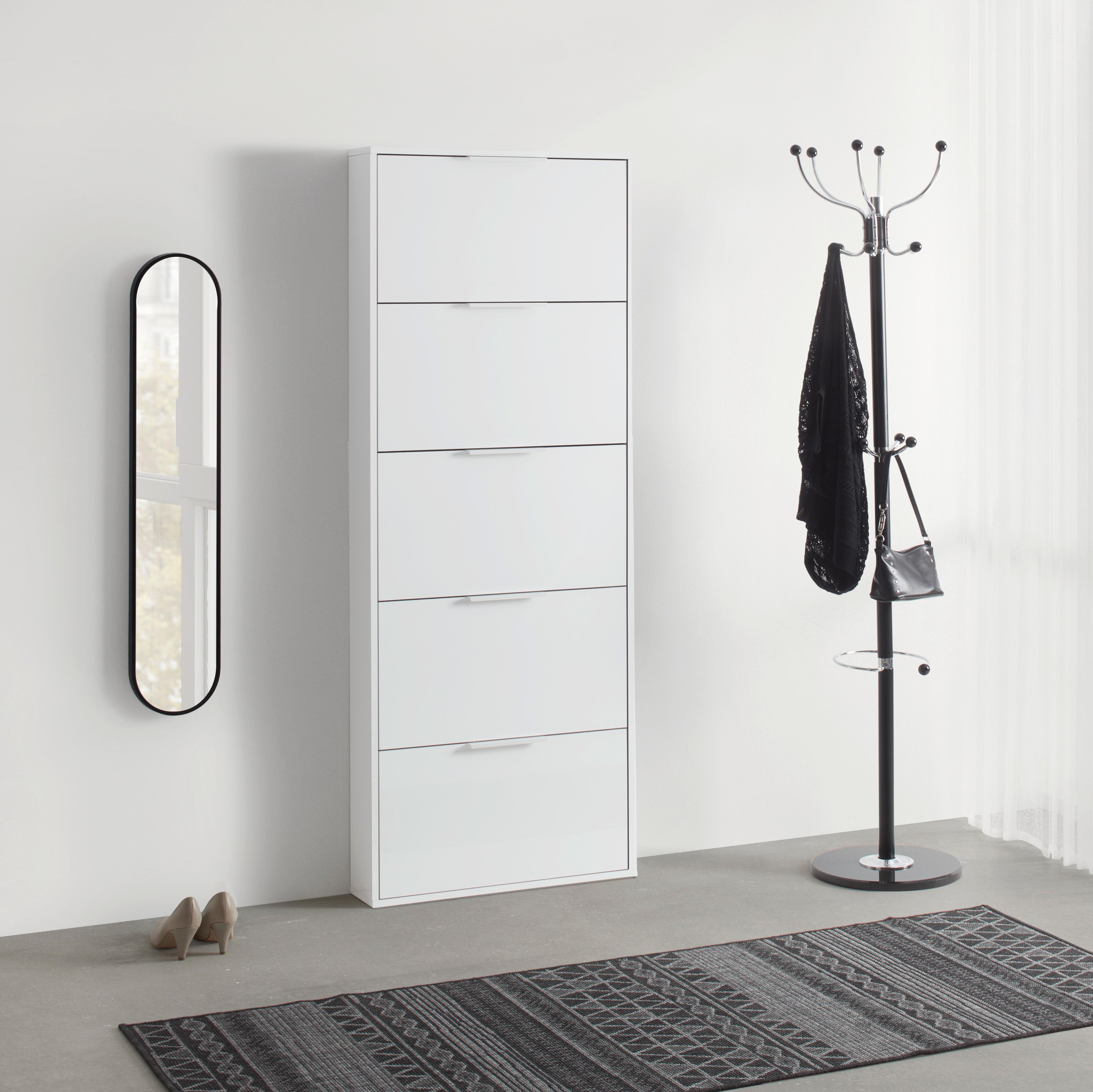 VÝKLOPNÁ SKRINKA NA TOPÁNKY ESPRESSO - biela s vysokým leskom, Konventionell, kompozitné drevo (65/174/15cm) - Mömax