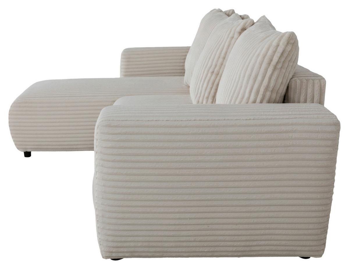 Eckschlafsofa mit Bettkasten Will, beige, 240x160cm - Beige/Schwarz, KONVENTIONELL, Holz/Holzwerkstoff (240/160cm)