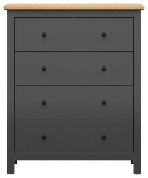 Kommode 101 cm Hesen Chest Of Drawers, Graphitfarben - Graphitfarben/Eiche Artisan, Design, Holzwerkstoff (101/120/44cm)