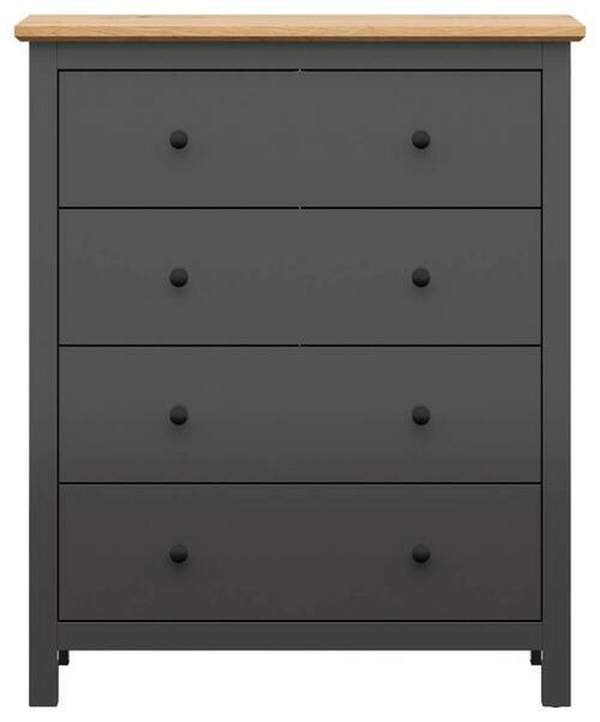 Kommode 101 Cm Hesen Chest Of Drawers, Graphitfarben - Graphitfarben/Eiche Artisan, Design, Holzwerkstoff (101/120/44cm)