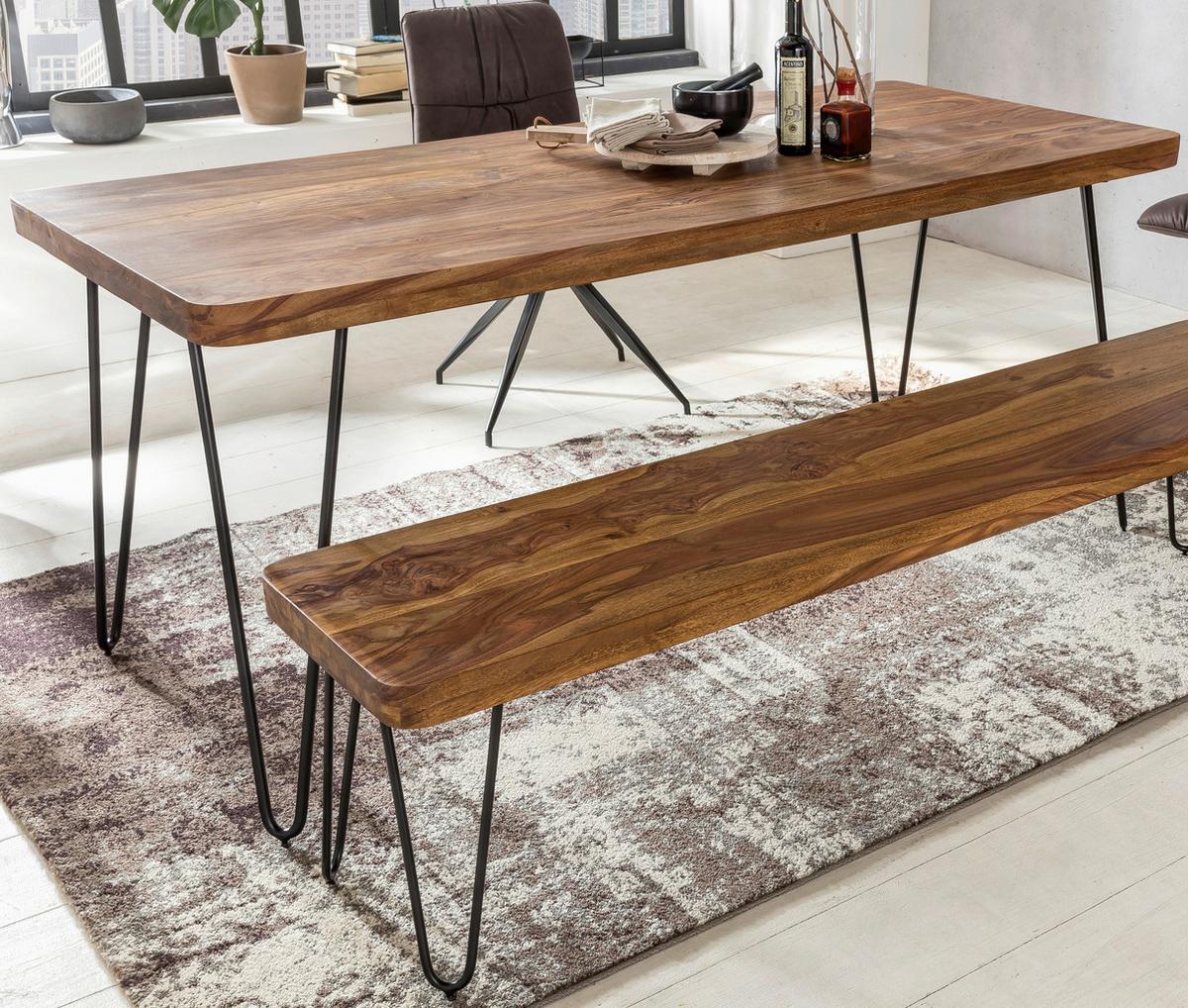 Esstisch Wl1.495 - Sheeshamfarben/Schwarz, Design, Holz/Metall (180/80/76cm) - MID.YOU