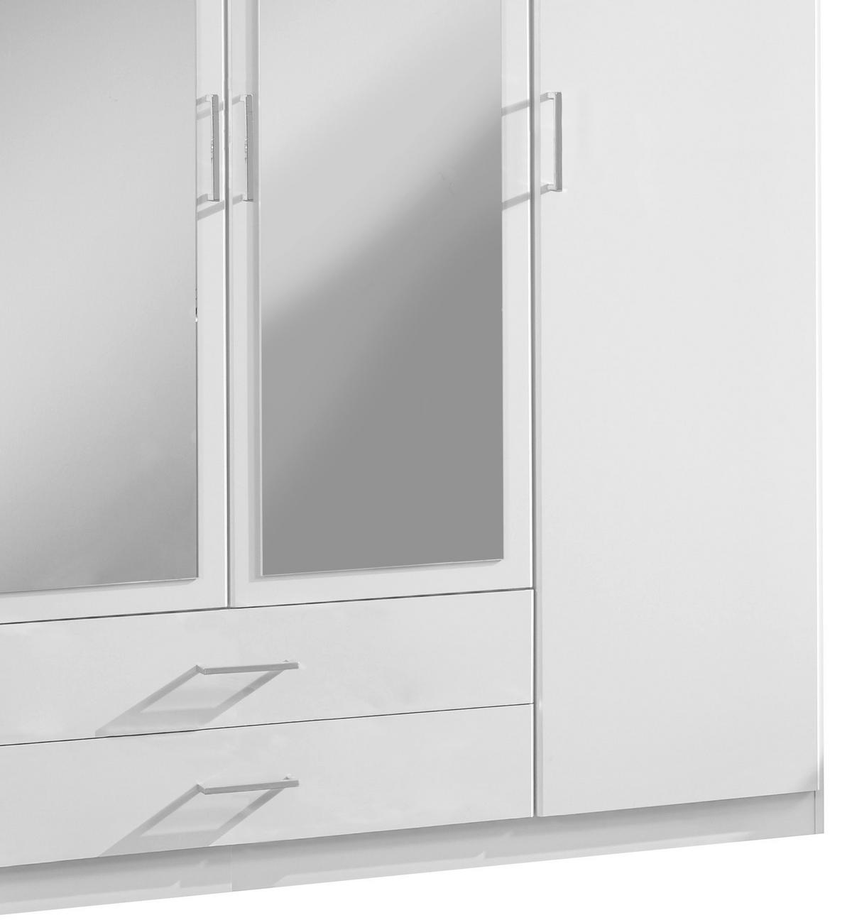 Drehtürenschrank Mit Spiegel 180cm Osaka, Weiß Dekor - Weiß, KONVENTIONELL, Glas/Holzwerkstoff (180/199/58cm) - MID.YOU