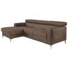 Ecksofa Sammy Braun Leder - Chromfarben/Graubraun, Design, Leder (169/226cm) - Livetastic