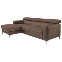 Ecksofa Sammy Braun Leder - Chromfarben/Graubraun, Design, Leder (169/226cm) - Livetastic