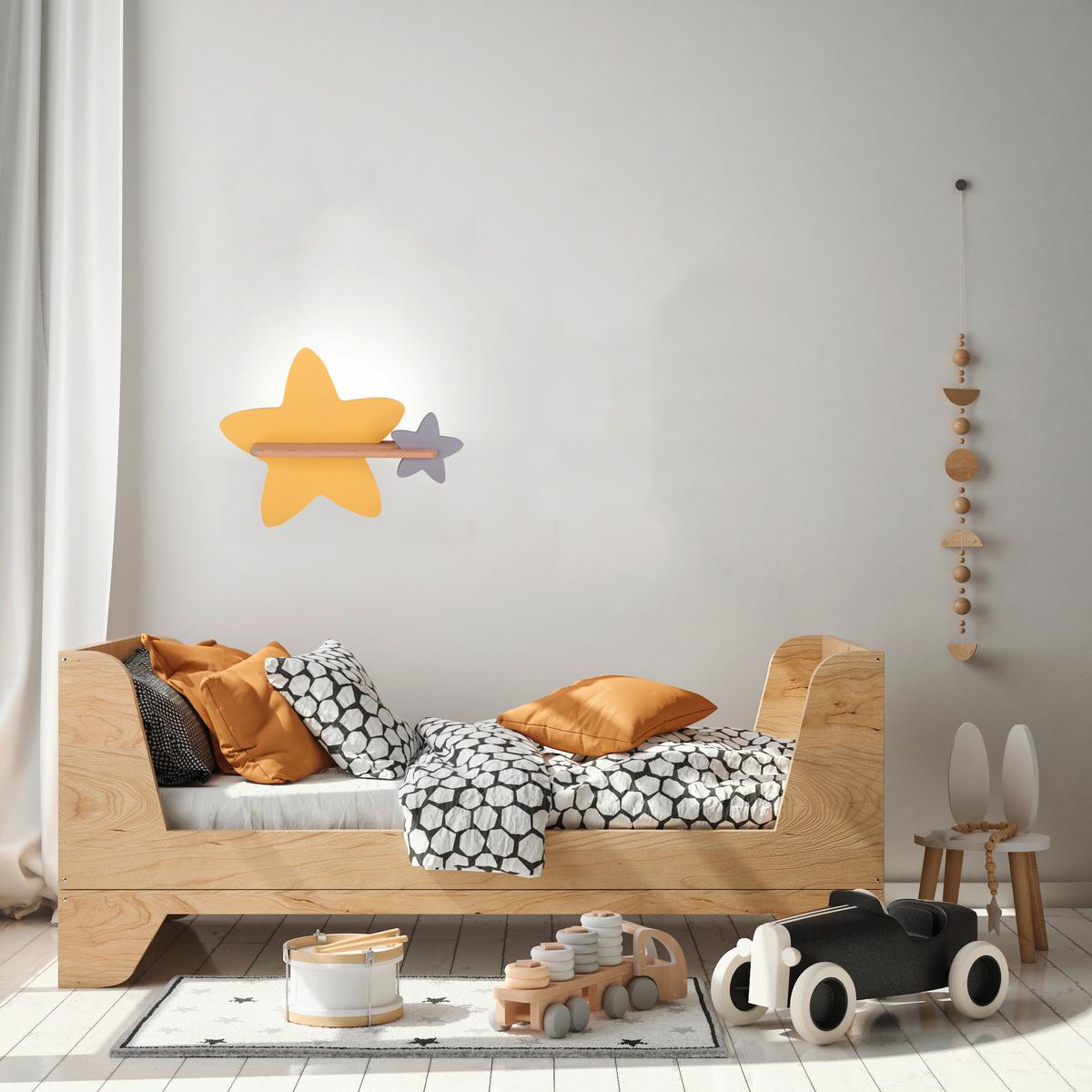 Kinderwandleuchte 21-75611 Star - Goldfarben/Grau, Basics, Holz/Holzwerkstoff (40/12/31cm)