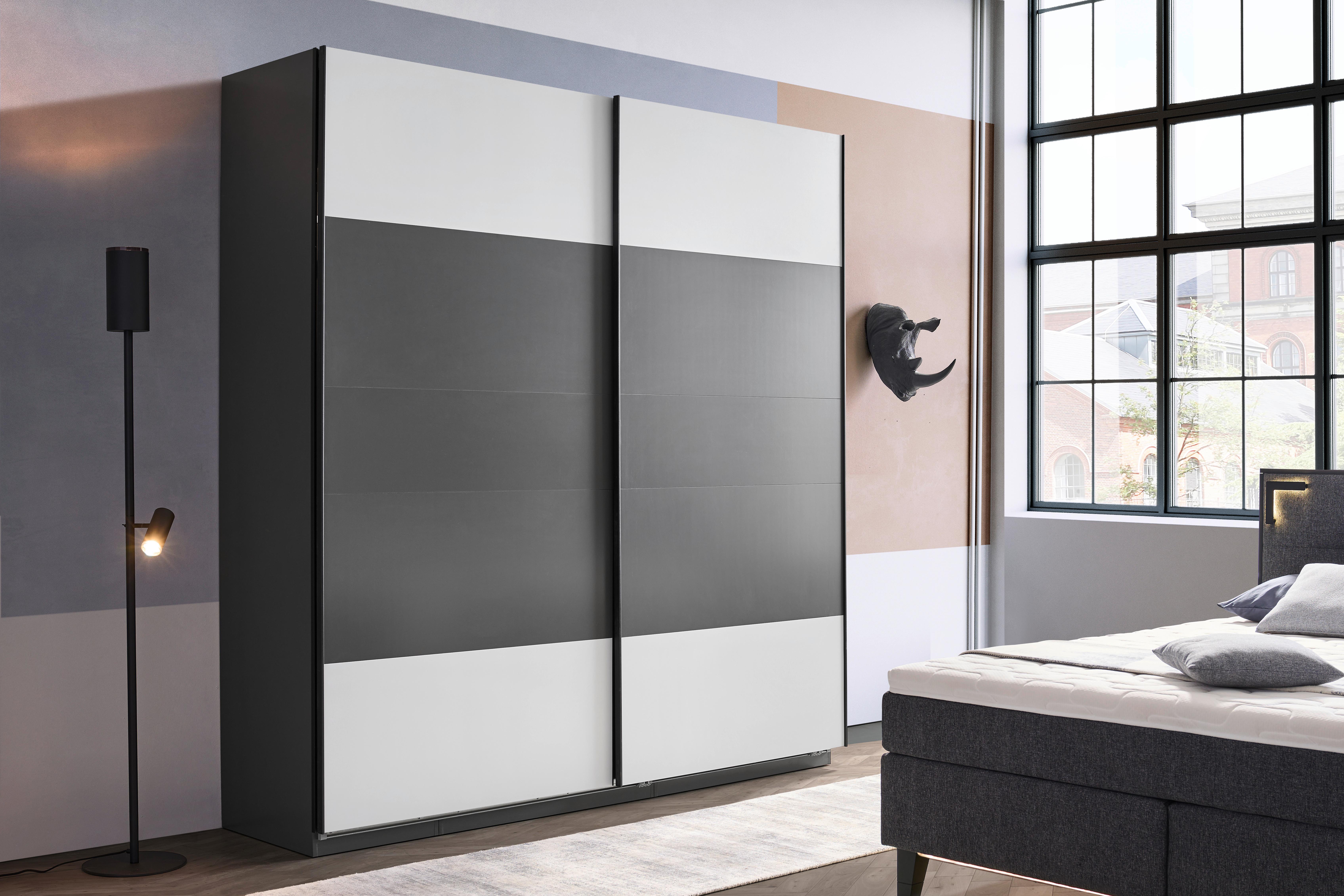 Schwebetürenschrank B: 228cm Ondega Anthrazit/Weiß - Anthrazit/Weiß, KONVENTIONELL, Holzwerkstoff (227,8/242,2/61cm) - Ondega