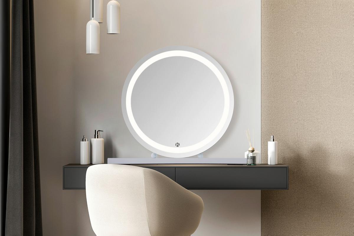 Wandspiegel Led Weiß B: 53 Cm - Weiß, Basics, Glas/Holzwerkstoff (53/10/60cm) - Kayoom