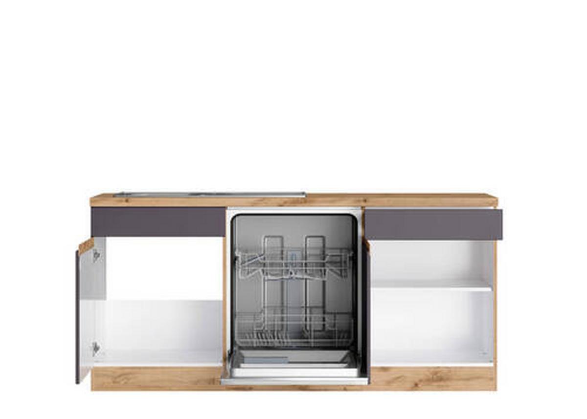Eckküche Turin Mit Geräten 240x360 Cm Grau/eiche Dekor - Eiche Wotan/Grau, Design, Holzwerkstoff (240/360cm) - Held