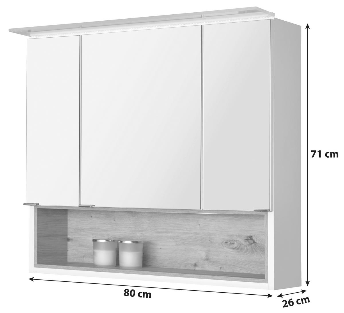 Tükrös Szekrény Mura - fehér, Modern, faalapú anyag (80/71/26cm)