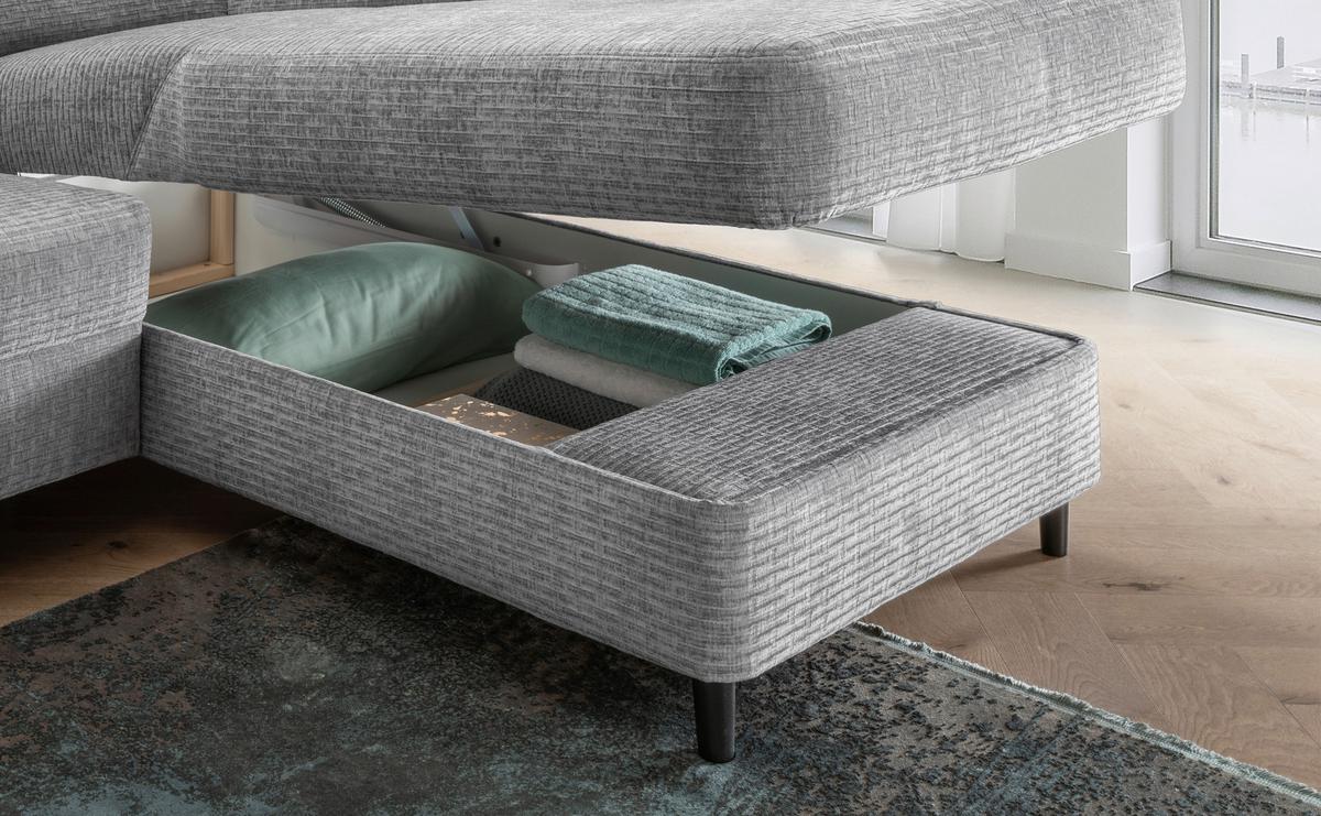 Ecksofa Cavoli, Grau S: 279x176 cm - Schwarz/Grau, MODERN, Textil (279/176cm) - Livetastic