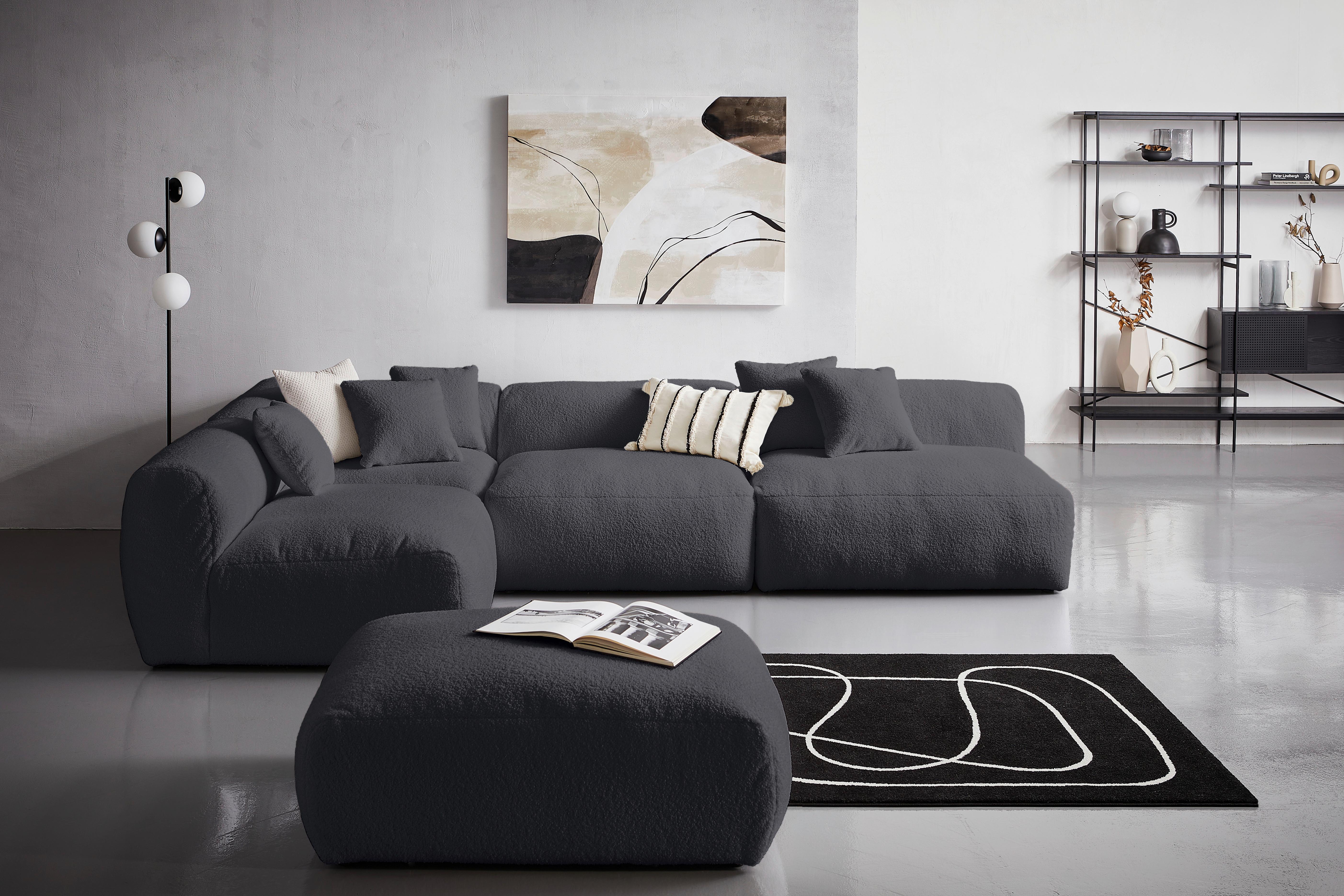Ecksofa Bloom - Dunkelgrau, Trend, Textil (235/315cm) - Livetastic