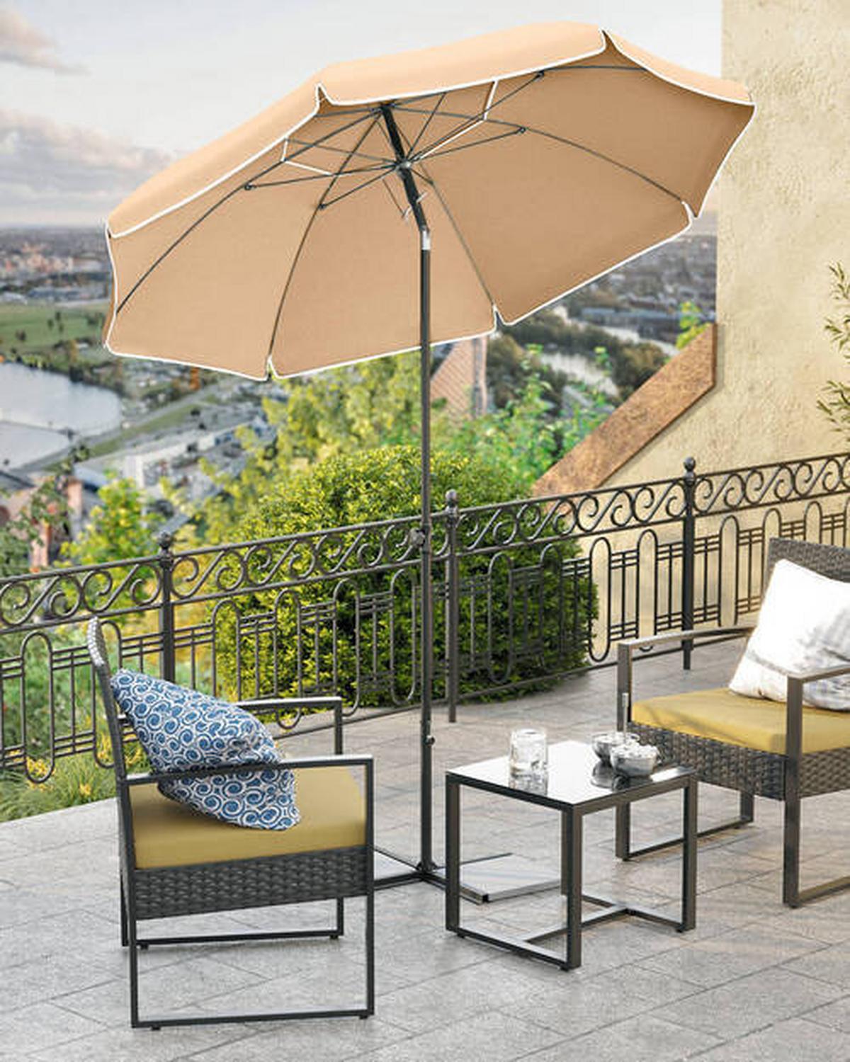 Sonnenschirm Taupe Schwarz Bxl: 160x160 Cm - Taupe/Schwarz, Basics, Textil/Metall (160/160cm) - Modante
